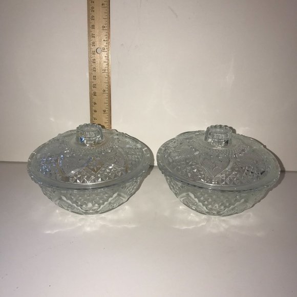 2 KIG Malaysia Hearts and Roses Fleur-de-lis Lidded Candy Nut Potpourri Dish Vin - Picture 5 of 8